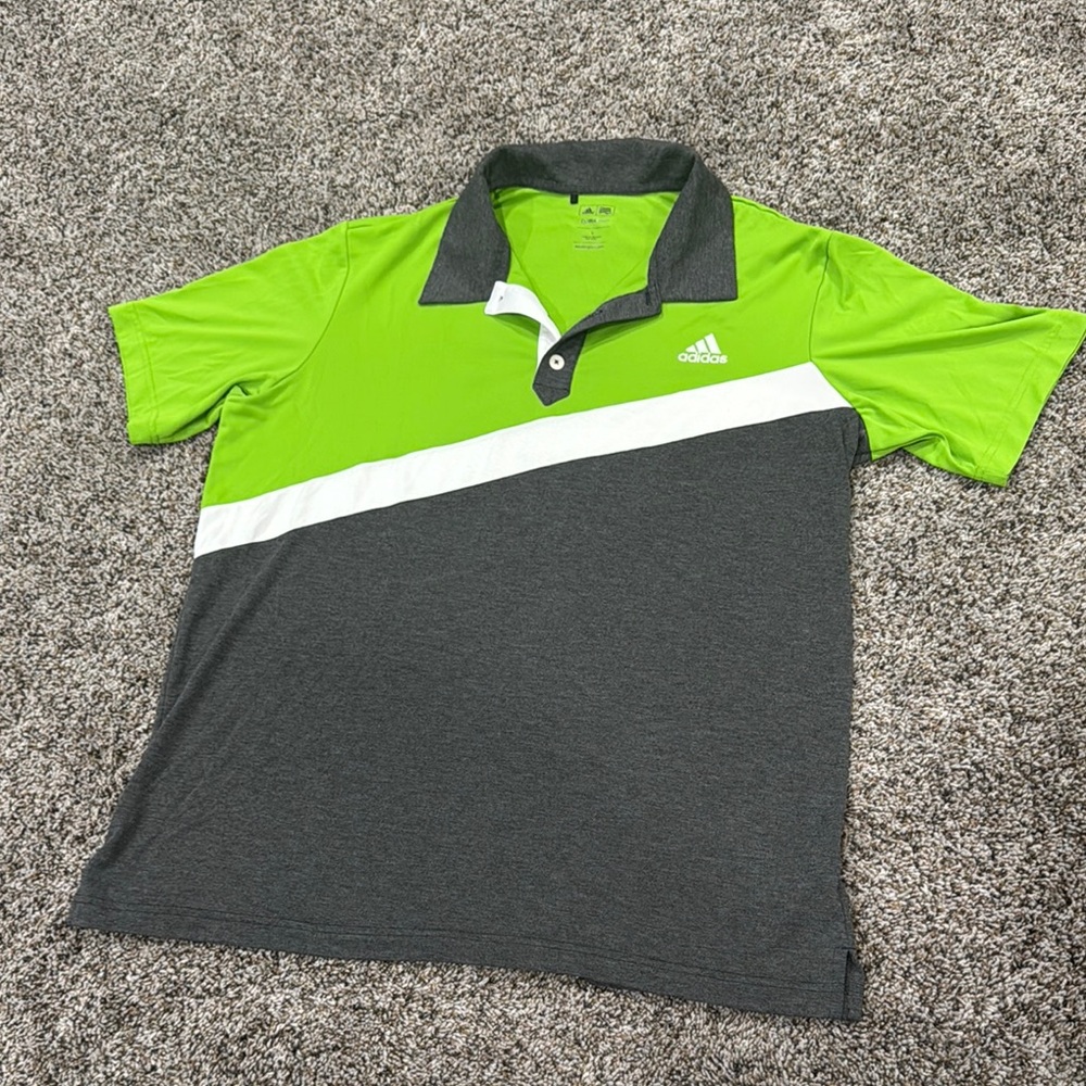 Adidas Green and Gray Performance Polo Shirt